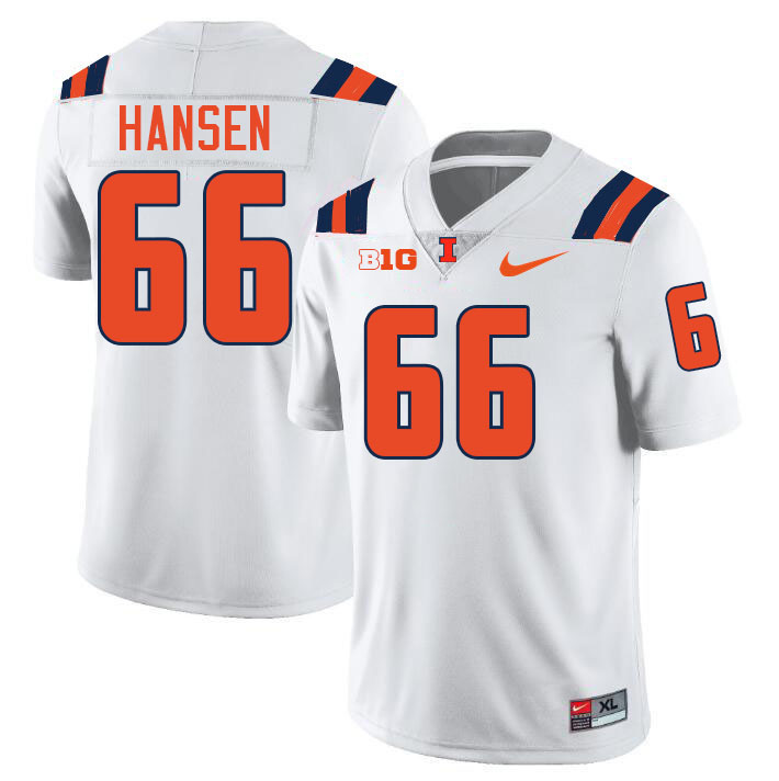 Men #66 Brandon Hansen Illinois Fighting Illini College Football Jerseys Stitched-White